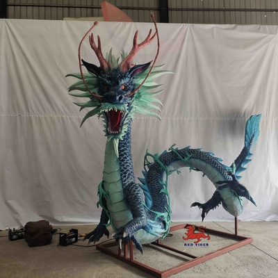 生きた健全で現実的なAnimatronic動物の中国の神話上創造物の緑ドラゴン