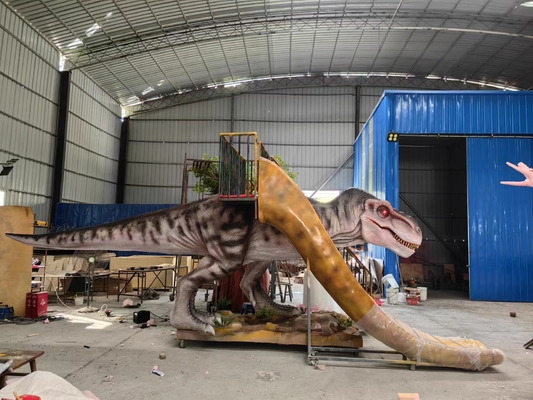 購入 ガラス繊維の恐竜は階段運動場装置が付いているT Rexのスライダーを滑らせる online manufacture